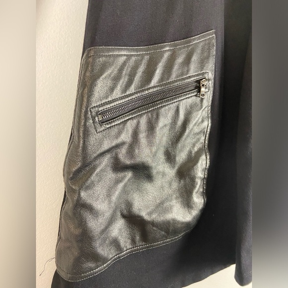 BCBGMaxAzria Long Sleeve Faux Leather Pocket Farah Shift Dress womens XS - Picture 5 of 9